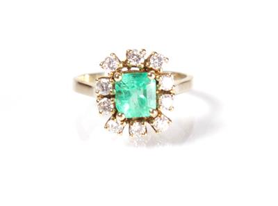 Brillant-Smaragddamenring zus. ca. 0,50 ct - Jewellery, antiques and art