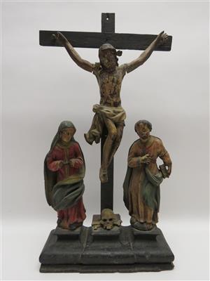Kreuzigungsgruppe, Alpenländisch um 1800 - Schmuck, Kunst und Antiquitäten
