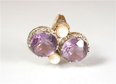 Amethyst- Kulturperlendamenring - Schmuck, Kunst und Antiquitäten