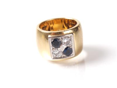 Brillant Saphirring zus. ca. 0,50 ct - Schmuck, Kunst und Antiquitäten