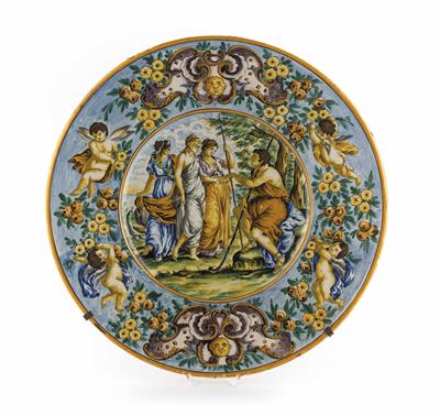 Großer Breitrandteller, wohl Castelli 19./20. Jahrhundert - Jewellery, antiques and art
