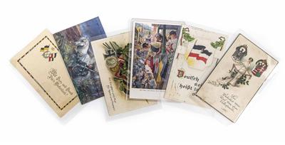 Konvolut von 214 färbigen und Schwarz-Weiß-Patriotika Ansichtskarten, - Schmuck, Kunst und Antiquitäten