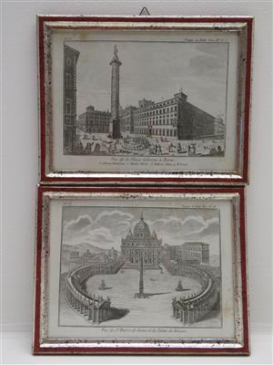 Konvolut von 2 barocken Ansichten der Stadt Rom: a) - Schmuck, Kunst und Antiquitäten