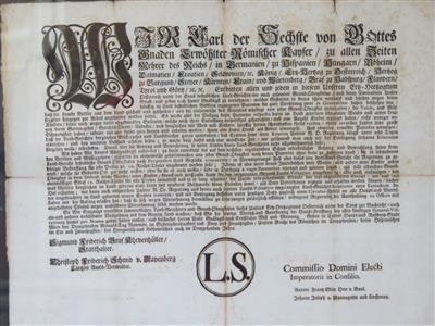 Patent (Regierungsdruck als Flugblatt) Kaiser Karl VI., Wien, 13. Nov. 1723 - Klenoty, umění a starožitnosti