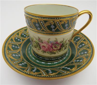Tasse mit Untertasse, Frankreich Ende 19. Jahrhundert - Schmuck, Kunst und Antiquitäten
