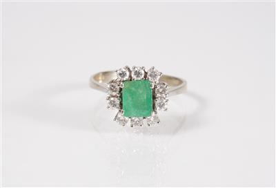 Brillant-Smaragdring zus. ca.0,45 ct - Art, antiques and jewellery