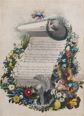 Akrostichon-Sonett "Vergiss mein nicht", um 1820/30 - Umění, starožitnosti a šperky