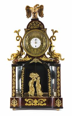 Biedermeier-Kommodenuhr mit Automat, bezeichnet Carl Wurm in Wien, um 1825/30 - Kunst, Antiquitäten und Schmuck