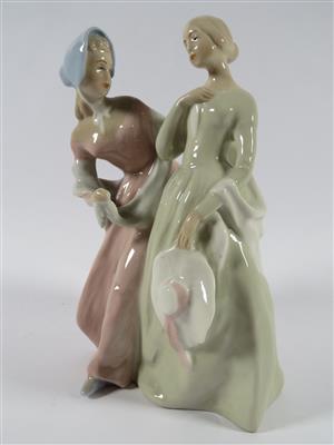 Zwei spazierende Damen, Royal Dux, 2. Viertel 20. Jahrhundert - Kunst, Antiquitäten und Schmuck