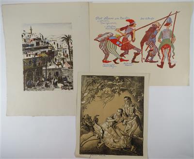 3 Lithografien: - Art, antiques and jewellery