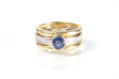 Brillant-Saphirring zus. 0,56 ct - Arte, antiquariato e gioielli