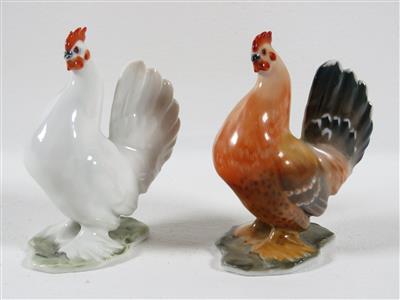 Zwei Hühner, Entwurf Fritz Heidenreich, Rosenthal, Selb um 1960/65 - Art, antiques and jewellery