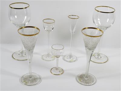 7 teils unterschiedliche Trinkgläser, 20. Jahrhundert - Arte, antiquariato e gioielli
