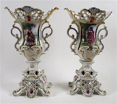 Paar Vasen, Nowotny, Altrohlau 2. Hälfte 19. Jahrhundert - Umění, starožitnosti a šperky