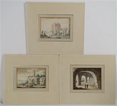 Drei Miniatur-Aquarelle eines anonymen Malers um 1800 - Umění, starožitnosti a šperky