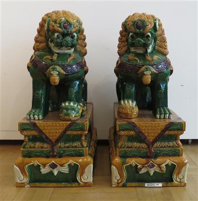 Paar Wächterlöwen - Fo-Hunde, China, 20. Jahrhundert - Umění, starožitnosti a šperky