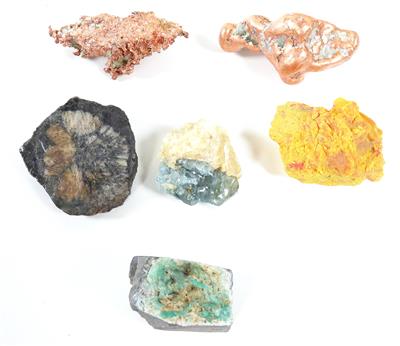 6 kleine Mineralien/Metalle - Mineralien und Fossilien