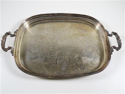 Großes rechteckig gerundetes Tablett im Barockstil, wohl England, 20. Jhdt. - Art, antiques and jewellery
