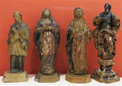 Vier Heiligenfiguren, 17. bis 20. Jahrhundert: - Kunst, Antiquitäten und Schmuck
