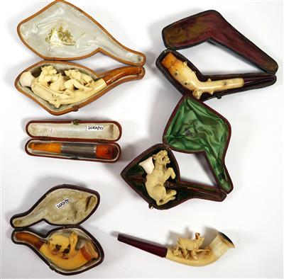 Sammlung von 5 Meerschaumpfeifen, um 1900 - Historische Jagd