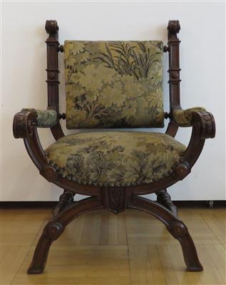 Historismus-Scherenfauteuil im Renaissancestil, 2. Hälfte 19. Jahrhundert - Umění, starožitnosti a šperky