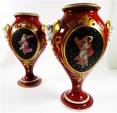 Paar neoklassizistische Vasen, wohl Böhmen, Ende 19. Jahrhundert - Kunst, Antiquitäten und Schmuck