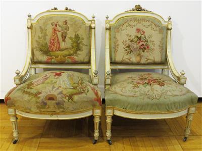 Paar Neo-Louis-Seize-Halbfauteuils, 2. Hälfte 19. Jahrhundert - Klenoty, umění a starožitnosti