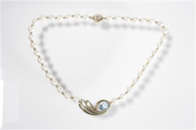 Brillant-Diamant Kulturperlencollier - Jewellery, antiques and art