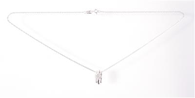 Diamantanhänger zus. ca. 0,20 ct an Fassonhalskette - Gioielli, arte e antiquariato