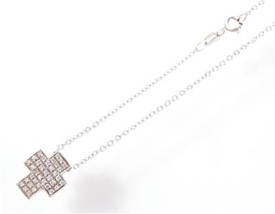 Brillantkreuzanhänger an Fassonhalskette - Jewellery, antiques and art
