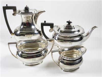 Englisches Tee- bzw. Kaffeegarnitur, Silber, 4 Stück, - Schmuck, Kunst und Antiquitäten