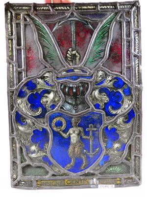 Bleiruten-Glasfensterteil, Deutsch, datiert 1922 - Jewellery, antiques and art