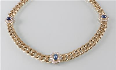 Saphir Brillant Collier zus. ca.2,88 ct - Schmuck, Kunst und Antiquitäten