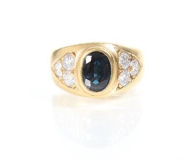 Brillant Saphir Ring zus. ca. 1,20 ct - Schmuck, Kunst und Antiquitäten