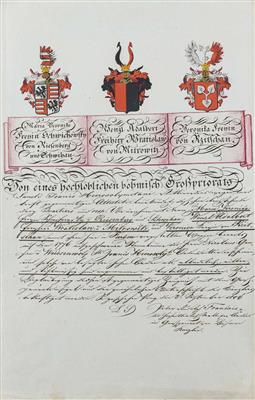 Historische Adelsbeglaubigung des böhmischen Großpriorates des Johanniterordens 1806 - Bilder und Grafiken
