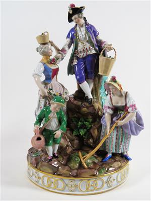 Große Gärtnergruppe, Entwurf Michel Victor Acier 1772, Meissen, 2. Hälfte 19. Jahrhundert - Schmuck, Kunst & Antiquitäten