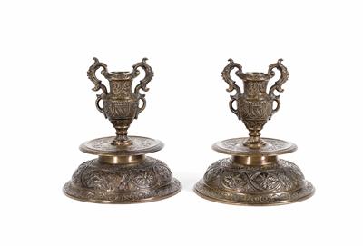 Paar Kerzenleuchter im Renaissancestil, 2. Hälfte 19. Jahrhundert - Jewellery, antiques and art
