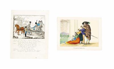 Konvolut von 2 humoristischen Kupferstichen, 2. Hälfte 18. Jahrhundert/1. Hälfte 19. Jahrhundert - Klenoty, umění a starožitnosti