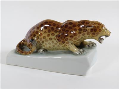 Leopard, Entwurf Béla Markup, Ausführung Herend, Ungarn, 2. Hälfte 20. Jahrhundert - Schmuck, Kunst & Antiquitäten