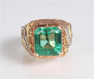 Brillant Smaragd Ring - Klenoty, umění a starožitnosti