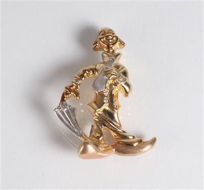 Brillant Brosche "Clown" Gold 585, - Jewellery, antiques and art