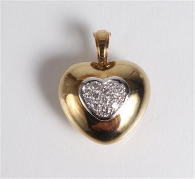 Brillant Herzanhänger zus. ca. 0,60 ct - Jewellery, antiques and art