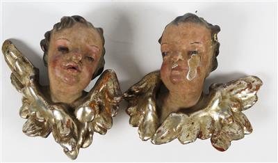 Paar geflügelte Engelsköpfe, wohl 18. Jahrhundert - Schmuck, Kunst & Antiquitäten