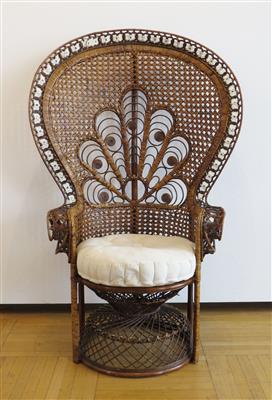 Rattan-Pfauensessel - Emmanuelle Chair, wohl 1970er Jahre - Jewellery, antiques and art