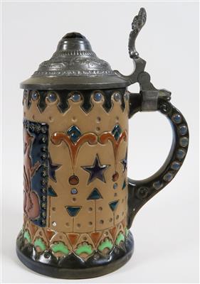 Jugendstil-Bierkrug, Amphora-Werke, Turn bei Teplitz, Anfang 20. Jahrhundert - Klenoty, umění a starožitnosti