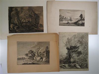 Konvolut von vier Landschaftsstichen, 17./18. Jahrhundert - Jewellery, antiques and art