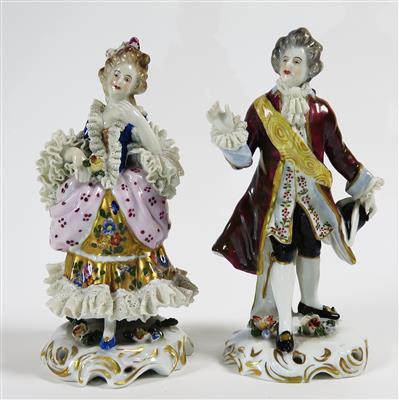 Vornehme Dame und Kavalier, Porzellanmanufaktur Volkstedt, Thüringen, 20. Jahrhundert - Schmuck, Kunst & Antiquitäten