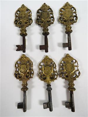 Konvolut von sechs Schlüsseln im Barockstil, 19. Jahrhundert - Klenoty, umění a starožitnosti