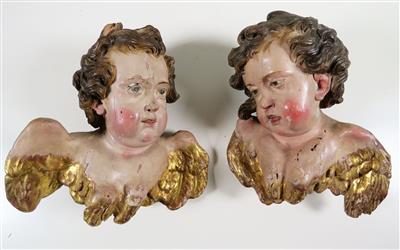 Paar geflügelte Engelsköpfe, wohl Frankreich, 18. Jahrhundert - Schmuck, Kunst & Antiquitäten