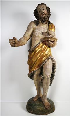 Hl. Johannes der Täufer mit dem Lamm Gottes auf Buch (Apokalypse des Johannes), Barockstil, 19. Jahrhundert - Schmuck, Kunst & Antiquitäten